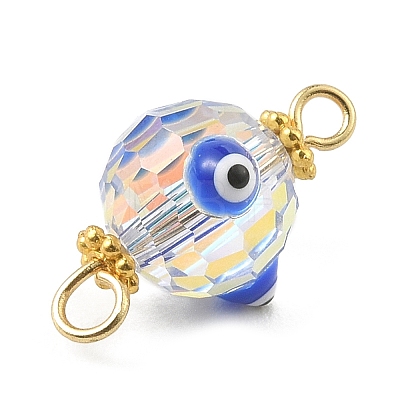 Transparent Evil Eye Glass Connector Charms PALLOY-JF02209-1