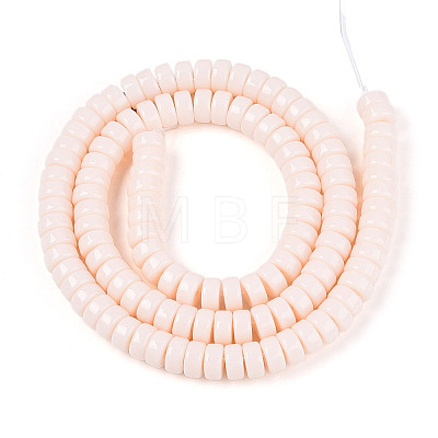 Opaque Solid Color Glass Beads Strands GLAA-N026-3x6mm-01-1
