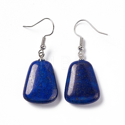Natural Lapis Lazuli Trapezoid Dangle Earrings EJEW-D188-02P-08-1