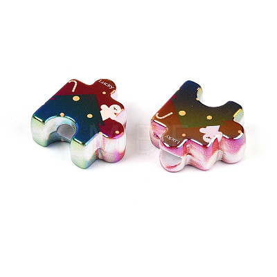 UV Plating Opaque Printed Acrylic European Beads OACR-N153-06E-1