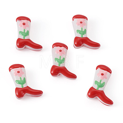 5Pcs Boot Baking Paint Glass Enamel  Beads LAMP-TADJ0001-08F-1