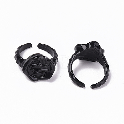 Spray Painted Alloy Cuff Rings RJEW-T011-15-RS-1