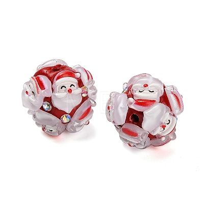 Christmas Theme Polymer Clay Rhinestone Beads with Resin X-RESI-Z045-01C-1