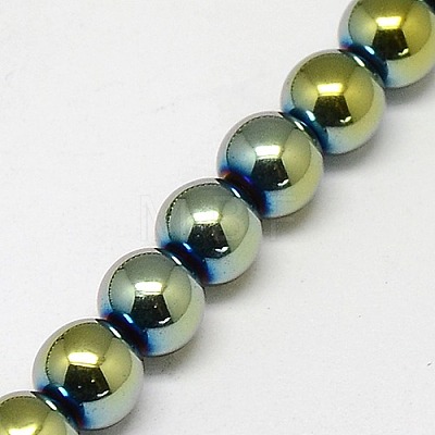 Electroplate Non-magnetic Synthetic Hematite Beads Strands G-J169A-8mm-06-1