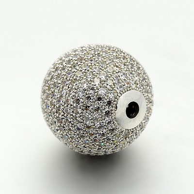 Brass Micro Pave Cubic Zirconia Round Beads ZIRC-M039-13-RS-1