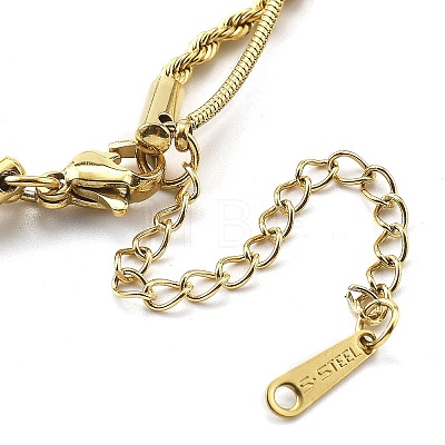 304 Stainless Steel Rope Chain Bracelets BJEW-R003-04G-02-1