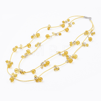 Waxed Polyester Cord Tiered Necklaces NJEW-JN01980-1