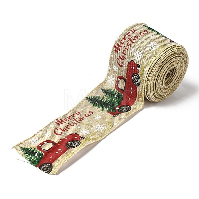 Christmas Theme Polyester Imitation Linen Ribbon OCOR-M008-01B-1