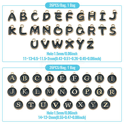 Initial Letter A~Z Alphabet Alloy Enamel Charms ENAM-TA0003-58-1