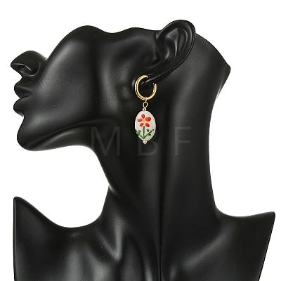 Printed Handmade Porcelain Dangle Earrings EJEW-JE07230-1
