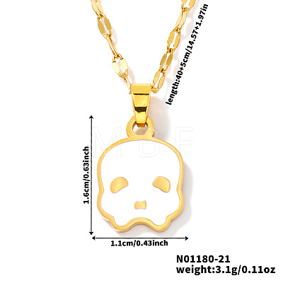 Stainless Steel Enamel Halloween Skull Pendant Dapped Chain Necklaces VT5751-1