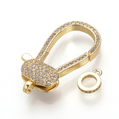 Brass Micro Pave Cubic Zirconia Lobster Claw Clasps ZIRC-S058-06G-1