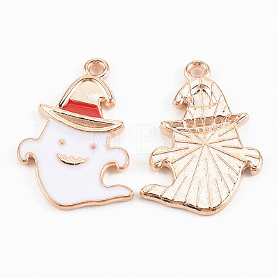 Light Gold Tone Alloy Enamel Pendants ENAM-T018-06-1