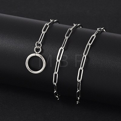 Non-Tarnish Unisex 304 Stainless Steel Paperclip Chain Necklaces X-NJEW-H215-04P-1