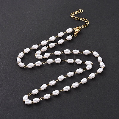 Vacuum Plating 304 Stainless Steel Beaded Necklaces NJEW-E064-05G-1
