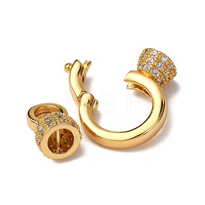 Brass Micro Pave Clear Cubic Zirconia Fold Over Clasps KK-Z121-30G-1