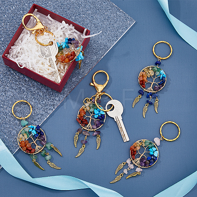  5Pcs 5 Style Gemstone Keychain KEYC-NB0001-68-1