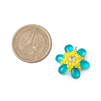 Beaded Flower Charms PALLOY-MZ00438-05-1