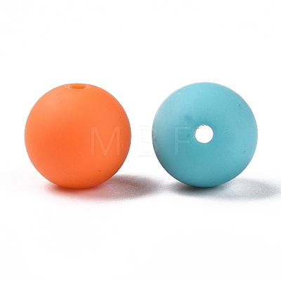 Rubberized Style Imitated Silicone Acrylic Beads MACR-T048-01A-07-1