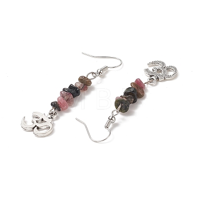 Natural Tourmaline Chips Dangle Earrings EJEW-G336-01AS-02-1