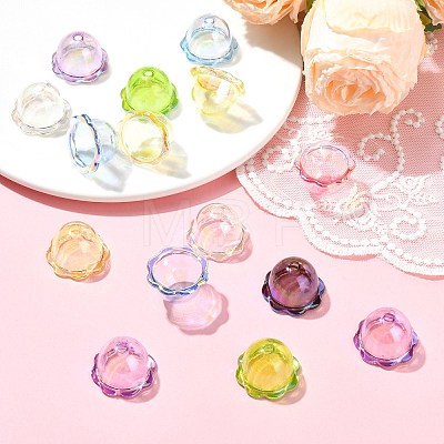 35Pcs 7 Colors UV Plating Acrylic Bead Caps OACR-CJ0002-36-1