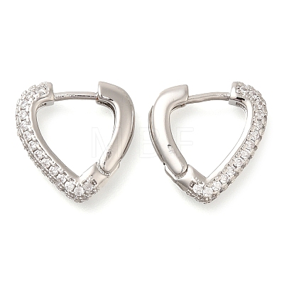 Rack Plating Heart Brass Pave Clear Cubic Zirconia Hoop Earrings EJEW-I310-09P-1