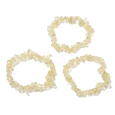 Heated Natural Lemon Quartz Chip Beaded Stretch Bracelets for Women BJEW-D467-01D-1