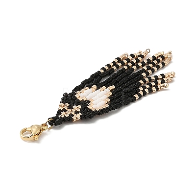 Handmade Loom Pattern Seed Beads Tassel Pendants Decoration HJEW-MZ00017-1
