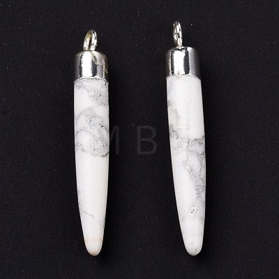 Natural Howlite Brass Pointed Pendants G-B025-02P-16-1