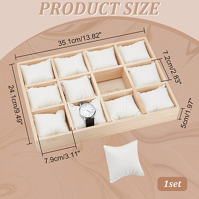 12 Slots Wooden Watch Organizer Trays AJEW-WH0471-143C-1