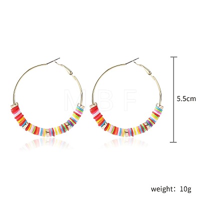 Bohemia Style Colorful Clay Beads Hoop Earrings JQ3310-2-1