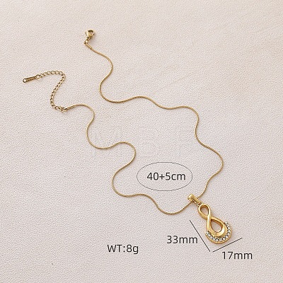 Minimalist 316 Surgical Stainless Steel with Clear Glass 8-Character Gourd Pendant Necklaces for Women HP6344-1
