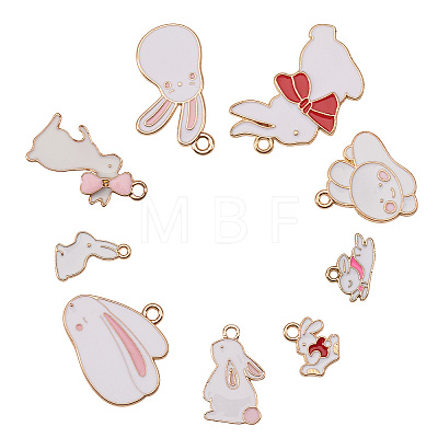 Alloy Enamel Bunny Pendants ENAM-CJ0001-36-1