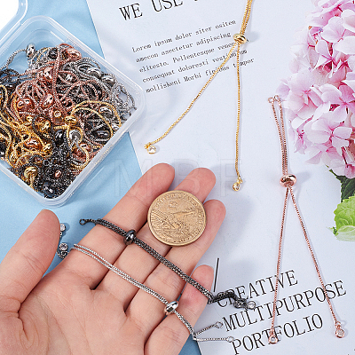 32Pcs 4 Colors Rack Plating Adjustable Brass Slider Bracelet Making KK-SP0001-79-1