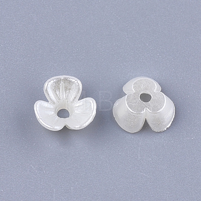 3-Petal ABS Plastic Imitation Pearl Bead Caps OACR-T018-01-1