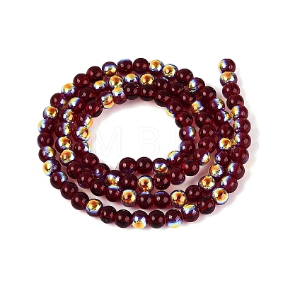 Electroplate Transparent Glass Beads Strands EGLA-Q132-4MM-A12-1