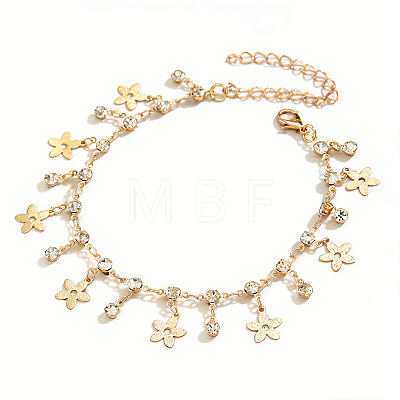 Iron Glass Flower Tassel Anklets for Women WGB596B-01-1