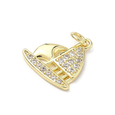 Brass Micro Pave Clear Cubic Zirconia Pendants KK-H255-27G-1