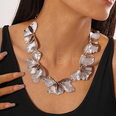 Alloy Flower Petaline Link Chain Necklaces for Women FS-WG970E6-02-1