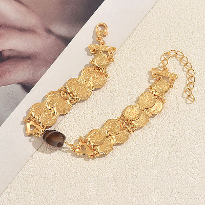 Vintage Natural Agate(Dyed & Heated) Oval Link Bracelets SP0350-1