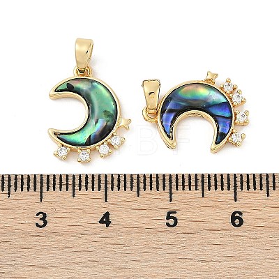 Natural Paua Shell Moon Pendants KK-U043-23G-01-1