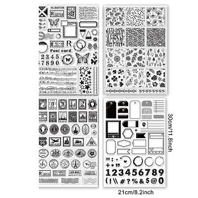 Globleland 4 Sheets 4 Styles PVC Plastic Stamps DIY-GL0004-86J-1