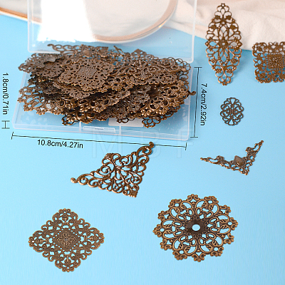60Pcs 6 Style Iron Filigree Joiners Links IFIN-SC0001-45-1