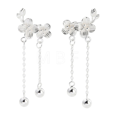 999 Sterling Silver Flower Stud Earrings EJEW-P296-12S-1