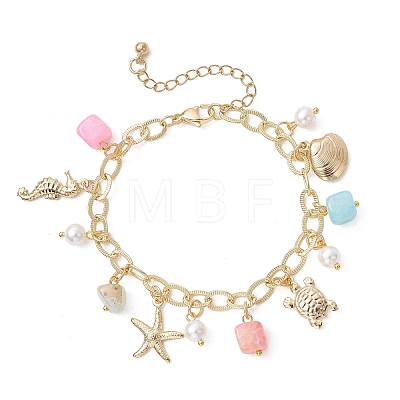 Ocean Theme 304 Stainless Steel Charm Bracelets BJEW-JB13788-1