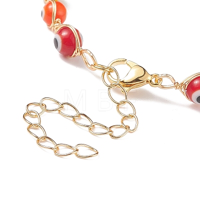 Natural Pearl & Lampwork Evil Eye Beaded Dangle Earrings & Bracelet SJEW-JS01260-1