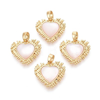 Natural White Shell Pendants KK-N287-01G-1