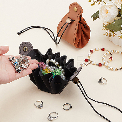 2Pcs 2 Colors Leather Jewelry Drawstring Storage Bags DIY-AN0001-32-1