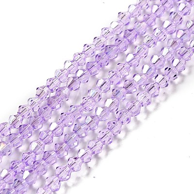 Transparent Electroplate Glass Beads Strands EGLA-S056-4mm-23-1