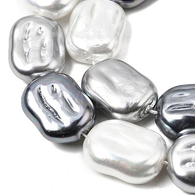 Electroplated Glass Shell Pearl Beads Strands BSHE-B009-F03-01-1